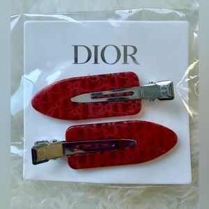 RARE Dior Red Barrette Hair Clips. Sealed in Plastic with Label Attached GWP NEW